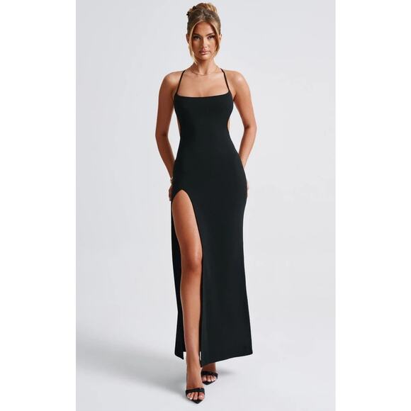 Babyboo Beatrix Maxi Dress Black Slit Formal Evening Gown NWT XS Y2K - Picture 2 of 10